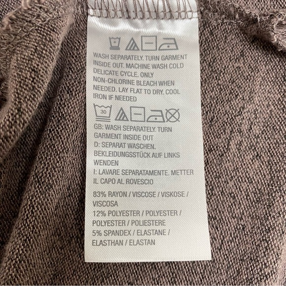 Belle by Kim Gravel Size M Brushed Knit Open Front Cardigan Duster Brown Gray - Picture 4 of 9